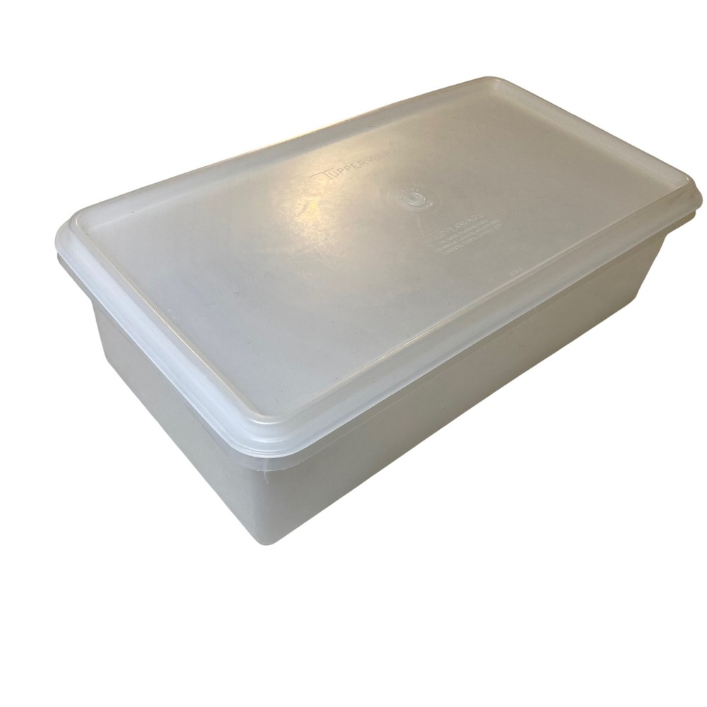 Vintage Tupperware Servalier Rectangular Storage Container 678-3 677-3 White Lid